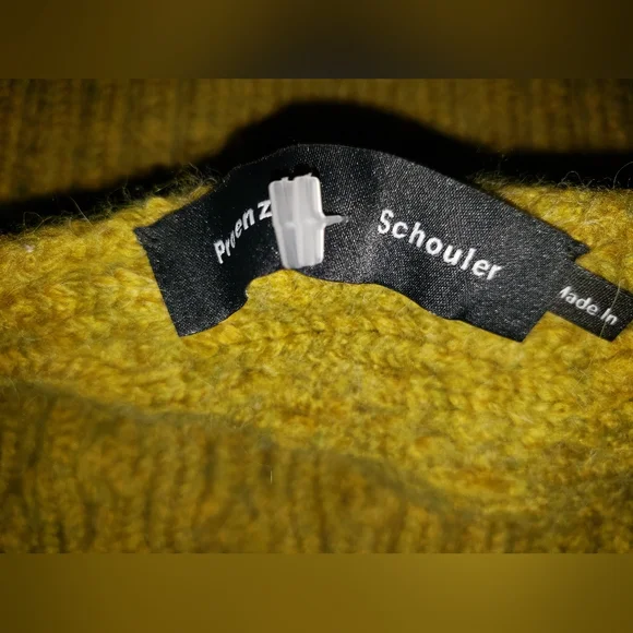 Proenza Schouler Chunky  Mustard yellow green tones wool halter top - Picture 9 of 9